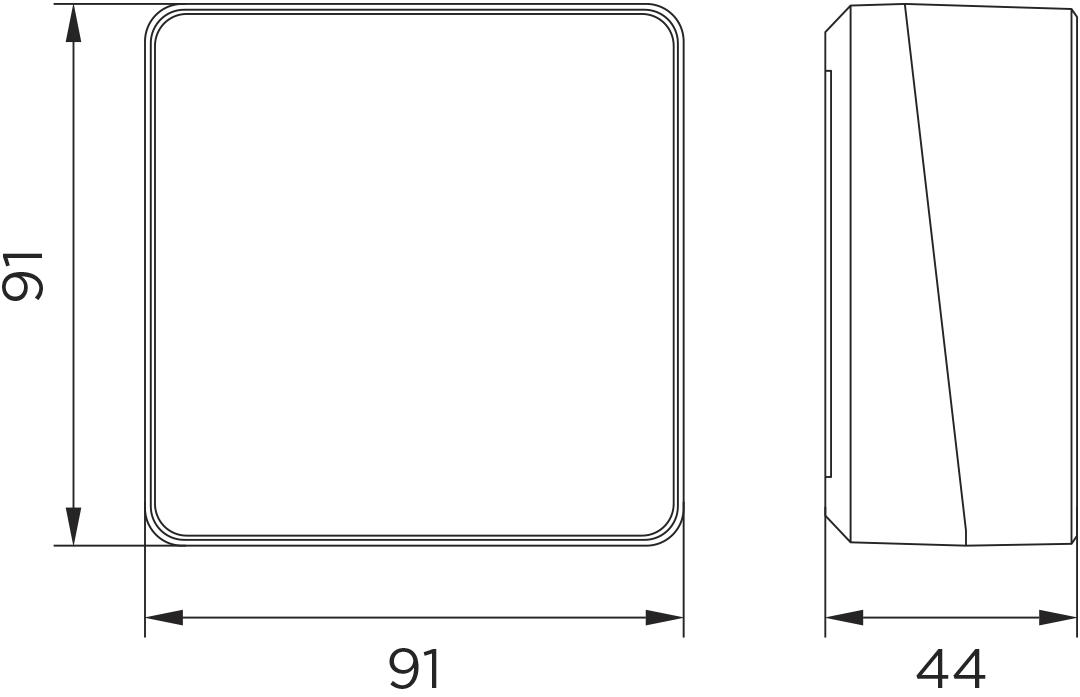 Dimensions of the room thermostat WT1B