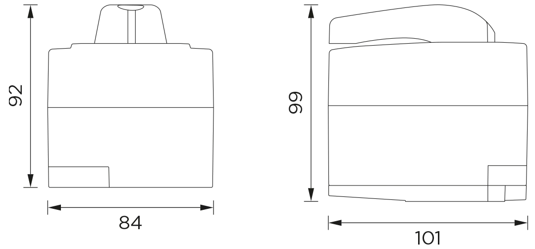 Dimensions of actuator with crank